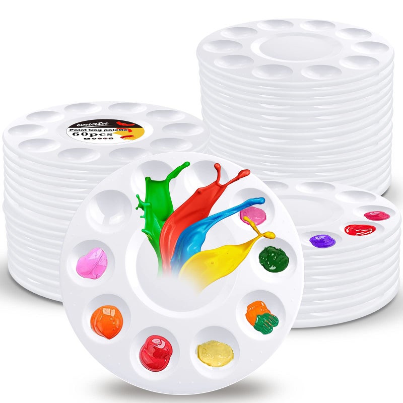 WNATN Paint Tray Palette,60pcs Paint Trays for Kids,Plastic Paint Pallet or Pupils to Painting,DIY Craft,Play Party at Home,Kindergarten or School - Image 1